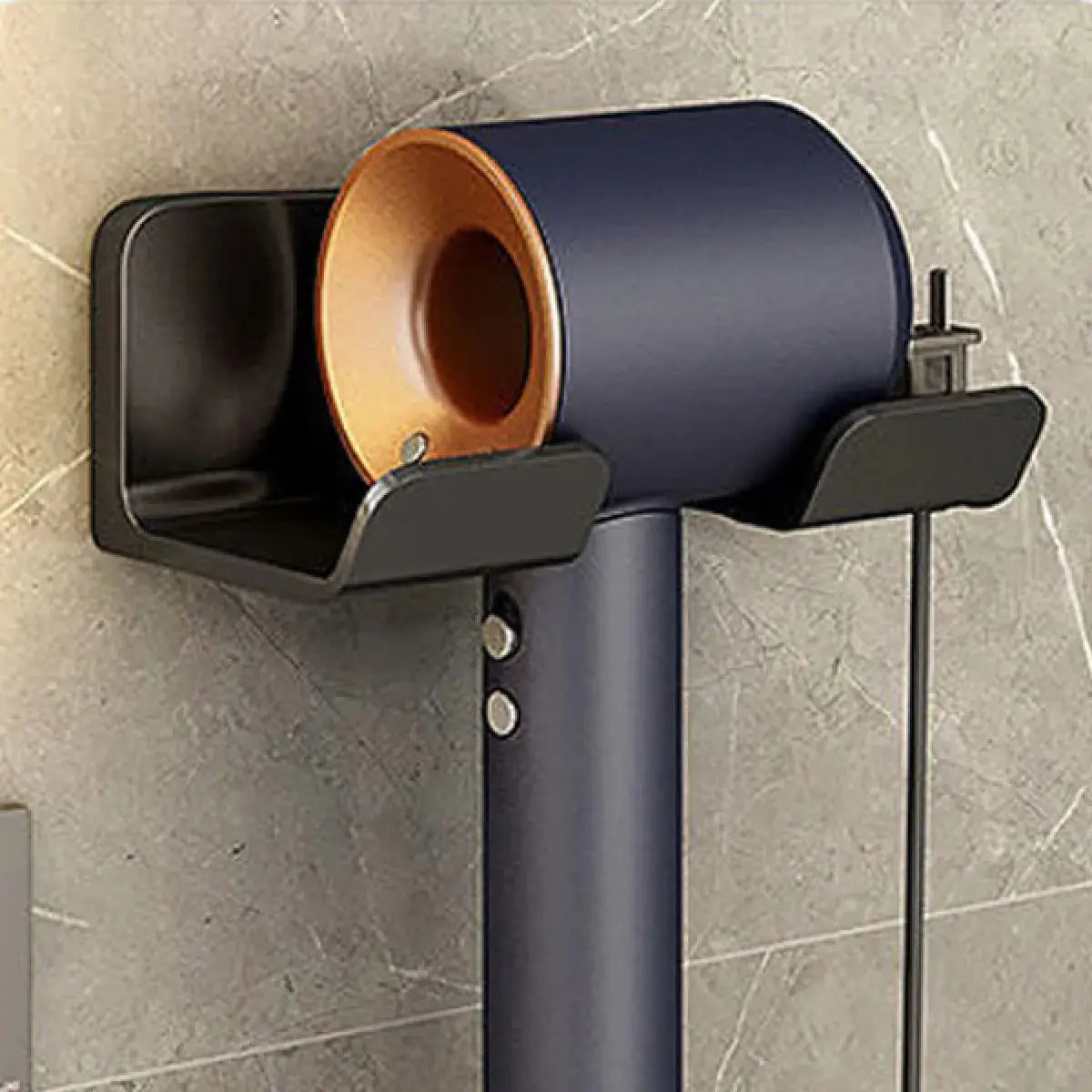Wall-Mounted Hair Dryer Holder β Bathroom Organizer Rack with Cord Storage | Hair Tool Bracket for Dyson & Standard Dryers
