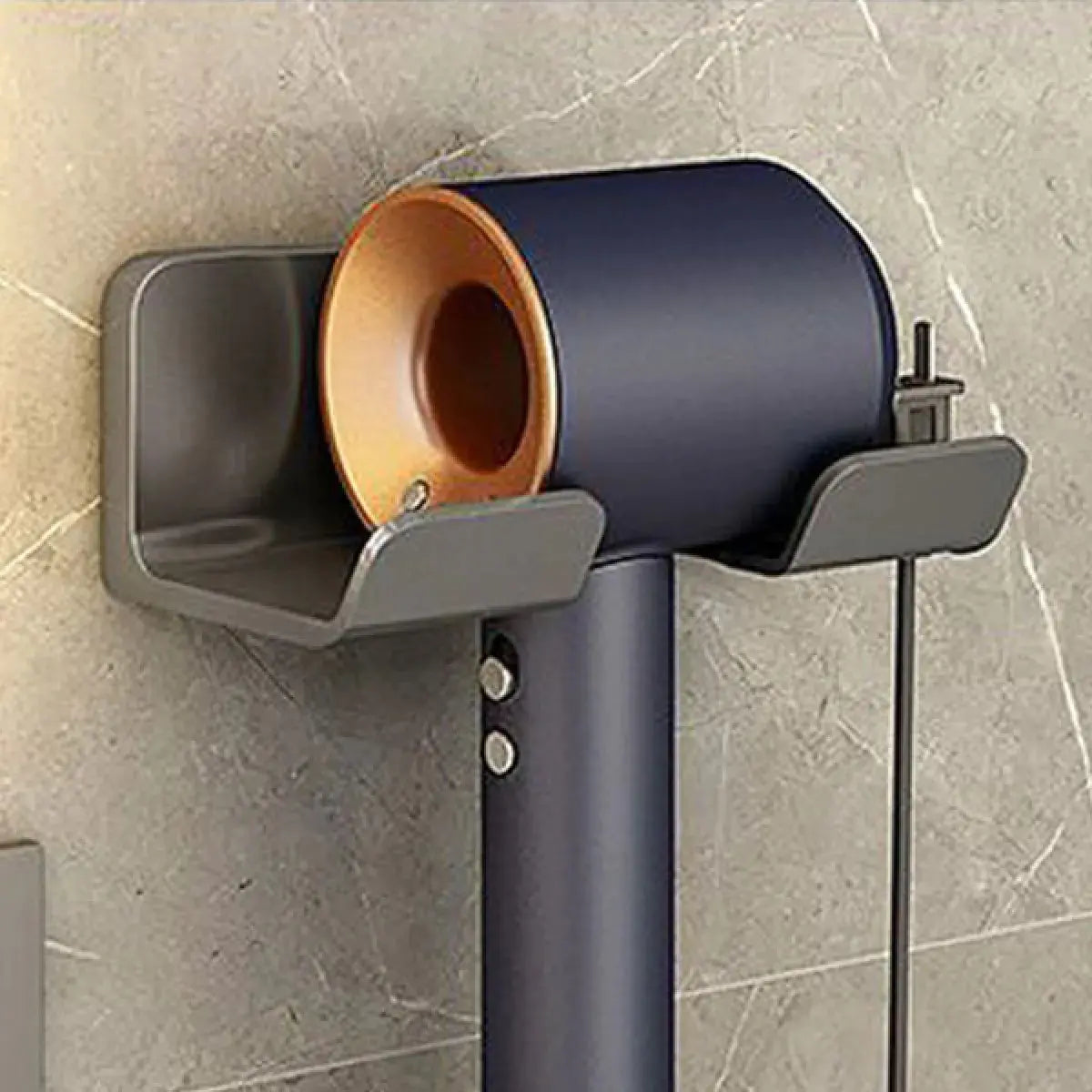 Wall-Mounted Hair Dryer Holder β Bathroom Organizer Rack with Cord Storage | Hair Tool Bracket for Dyson & Standard Dryers